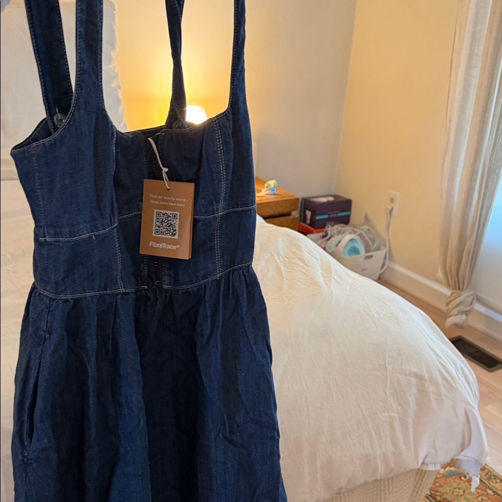 NWT Reformation Blue Denim Jumper Dress